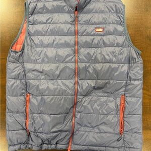 Men's Gray Quilted Vest with Orange Accents